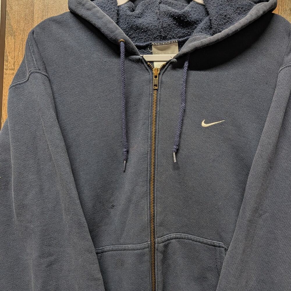 Y2K Nike Navy Blue Full Zip Hoodie Sweatshirt - Picture 3 of 5